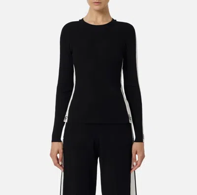 Elisabetta Franchi Side-stripe Sweater In Black