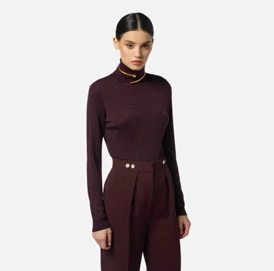 Elisabetta Franchi Draped Button Cupro Top In Brown