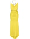 Elisabetta Franchi Red Carpet Dress In Cupro Jersey Draped In Cedro