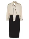 Elisabetta Franchi Georgette Crepe Midi Dress In White