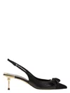 Elisabetta Franchi Women's Nappa Leather Slingback With Satin Bow Sandal In Black