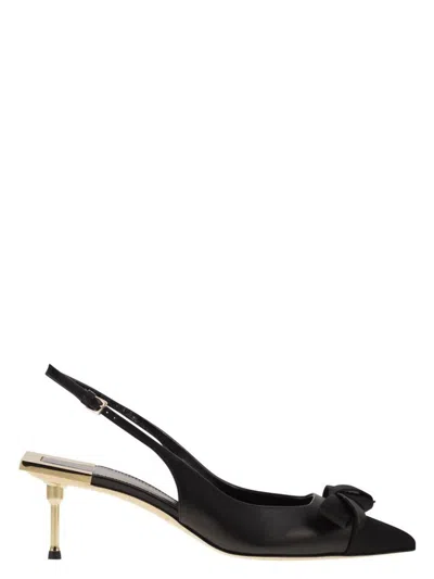 ELISABETTA FRANCHI WOMEN'S NAPPA LEATHER SLINGBACK WITH SATIN BOW SANDAL