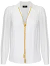 Elisabetta Franchi Georgette Blouse With Charms Necklace In 360 Avorio
