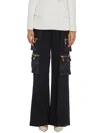 Elisabetta Franchi Black Cargo Trousers With Belt In Black