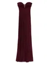 Elisabetta Franchi Women's Pleated Lurex Jersey Red Carpet Dress With Belt In Bordeaux