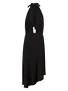 Elisabetta Franchi Women's Satin Midi Dress With Asymmetric Skirt In Black
