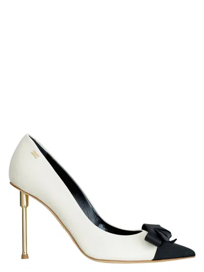 ELISABETTA FRANCHI WOMEN'S NAPPA LEATHER SATIN BOW PUMPS