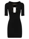 Elisabetta Franchi Shiny Viscose Minidress With Twin Buttons In Black