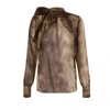 Elisabetta Franchi Sheer Silk Blouse With Integrated Scarf In Multi
