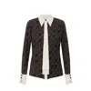 Elisabetta Franchi Georgette Shirt With Two-tone Print Black/milk In Black