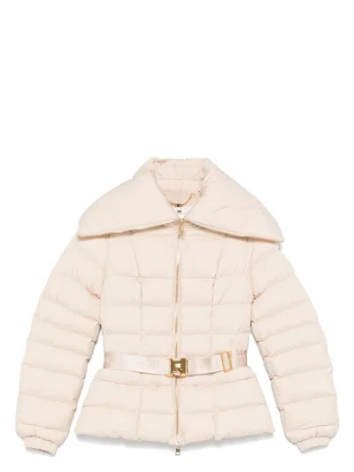 Elisabetta Franchi Women's Short Down Jacket With Belt In White