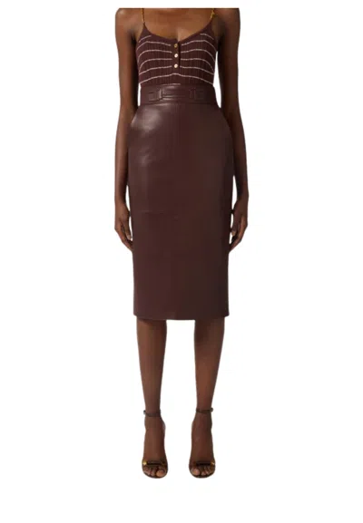 Elisabetta Franchi Women's Skirt  Effect Nappa In Brown