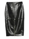 Elisabetta Franchi Crocodile-embossed Zip-detail Skirt In Black