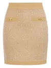 Elisabetta Franchi Knitted Mini Skirt With Sequins Clothing In Gold