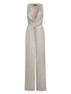 Elisabetta Franchi Body-chain Crepe Jumpsuit In Grey