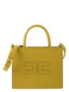 Elisabetta Franchi Small Leather-effect Handbag With Stitching In Ochre