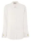 Elisabetta Franchi Striped Jacquard Poplin Shirt With Cufflinks In White