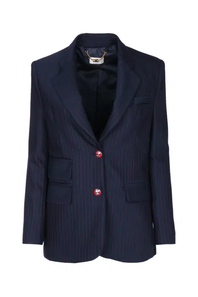 Elisabetta Franchi Pinstriped Blazer In Blue