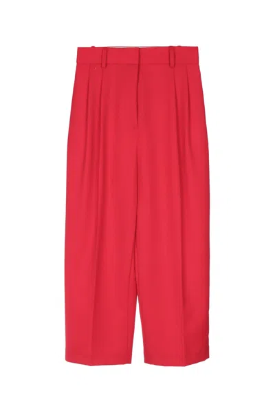 Elisabetta Franchi High Waist Tailored Pleated Pants Versatile In Red