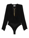 Elisabetta Franchi Embellished Blouse Bodysuit In Black