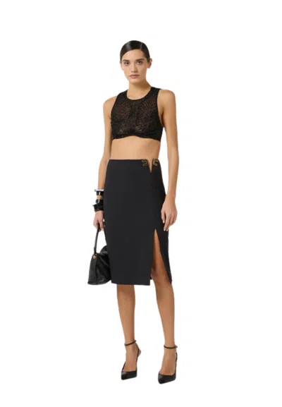 Elisabetta Franchi Women's Top  With Embroidered Crystals In Black
