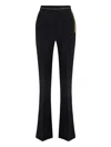 Elisabetta Franchi Lightweight Crepe Trousers With Jewel Chain In Black