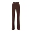 Elisabetta Franchi High-waisted Flared Pants With Decorative Button Details In Brown