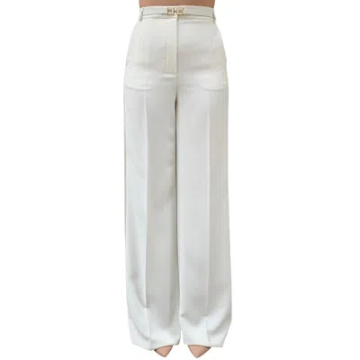 Elisabetta Franchi Women's Trousers  - Trousers With Belt - Ivory In White
