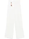 Elisabetta Franchi Tailored High-waisted Trousers In Soft Viscose-linen Blend In Multi