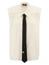 Elisabetta Franchi Women's Viscose Georgette Flared Shirt With Lettering Tie In Butter