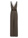 Elisabetta Franchi Black Pattern Jumpsuit With Rear Crossover Neck In Black