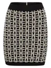 Elisabetta Franchi Viscose Logo Jacquard Miniskirt In Black
