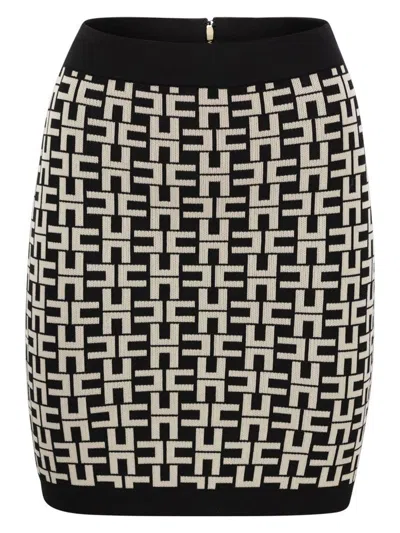 ELISABETTA FRANCHI WOMEN'S VISCOSE LOGO JACQUARD MINISKIRT