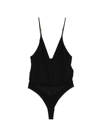 Elisabetta Franchi Women's V-neck Adjustable Shoulder Straps Brief Cut Bodysuit In Black