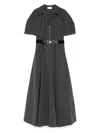Elisabetta Franchi Belted Midi Dress In Dc3 Grafite
