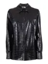 Elisabetta Franchi Crocodile-embossed Glossy Black Shirt In Black