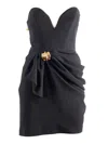 Elisabetta Franchi Structured Black Evening Dress In Black