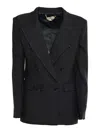 Elisabetta Franchi Double-breasted Gabardine Jacket In Black