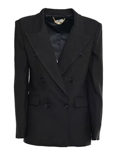 Elisabetta Franchi Double-breasted Coat In Black