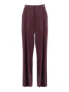 Elisabetta Franchi High-waisted Tailored Trousers With Front Pleats In Burgundy