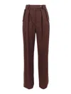Elisabetta Franchi Tailored Brown Trousers With High Waist And Decorative Pockets In Burgundy