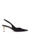Elisabetta Franchi Slingback Heels With Gold Accent And Pointed Toe In Black