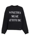 Elisabetta Franchi Oversized Sweatshirt With Bold 'nineties Muse Attitude' Print In Black