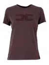 Elisabetta Franchi Crew Neck T-shirt With Print In Burgundy