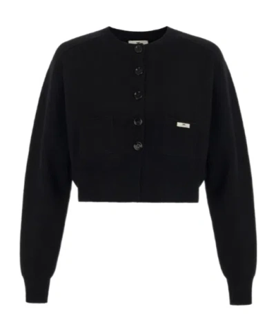 Elisabetta Franchi Wool And Cashmere Cardigan In Black