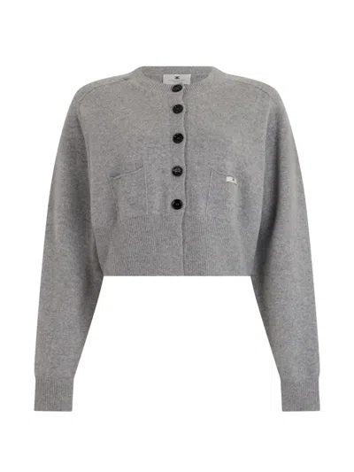 Elisabetta Franchi Wool Cashmere Blend Cardigan In Gray