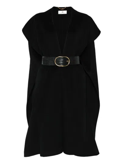 Elisabetta Franchi Wool Belted Coat In Black