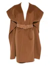 Elisabetta Franchi Wool Belted Coat In Brown