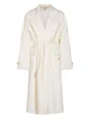 Elisabetta Franchi Long White Milk Wool Coat With Belt In White