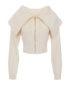 Elisabetta Franchi Wool Blend Cardigan With Zip In White